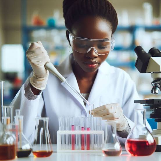 a female lab technician performing tests in the lab