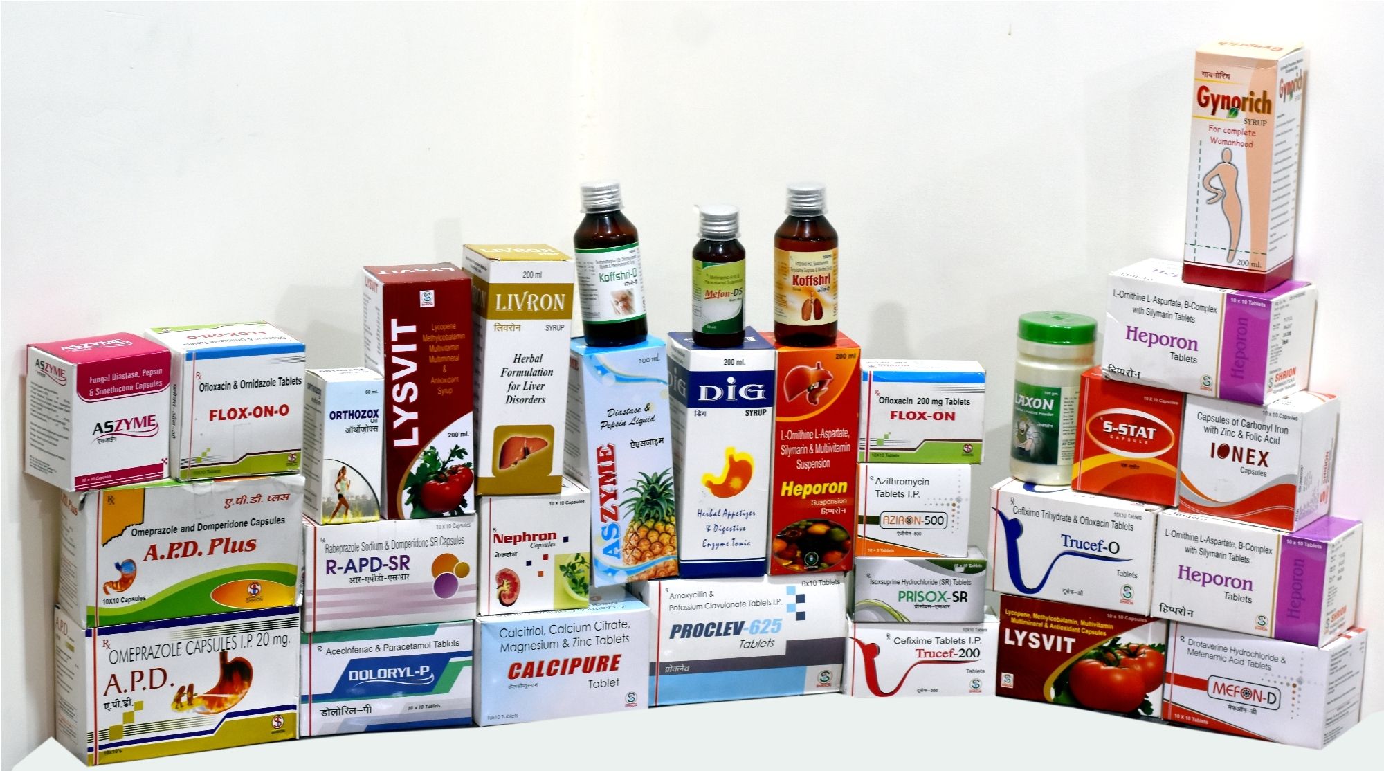 a group of medicines in boxes